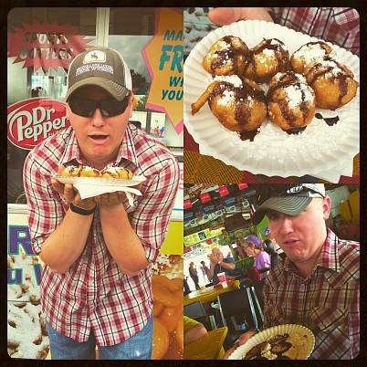Before, during and after the decadent deep fried oreos. 